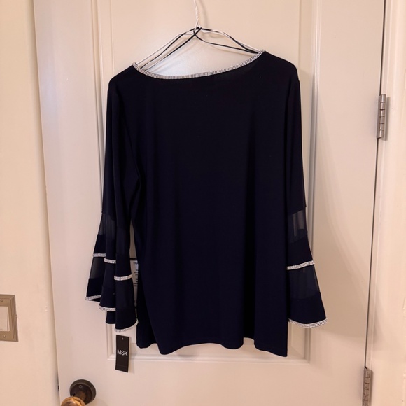 Navy rhinestone bell sleeve top from Sam & Jess, size L - Picture 3 of 8